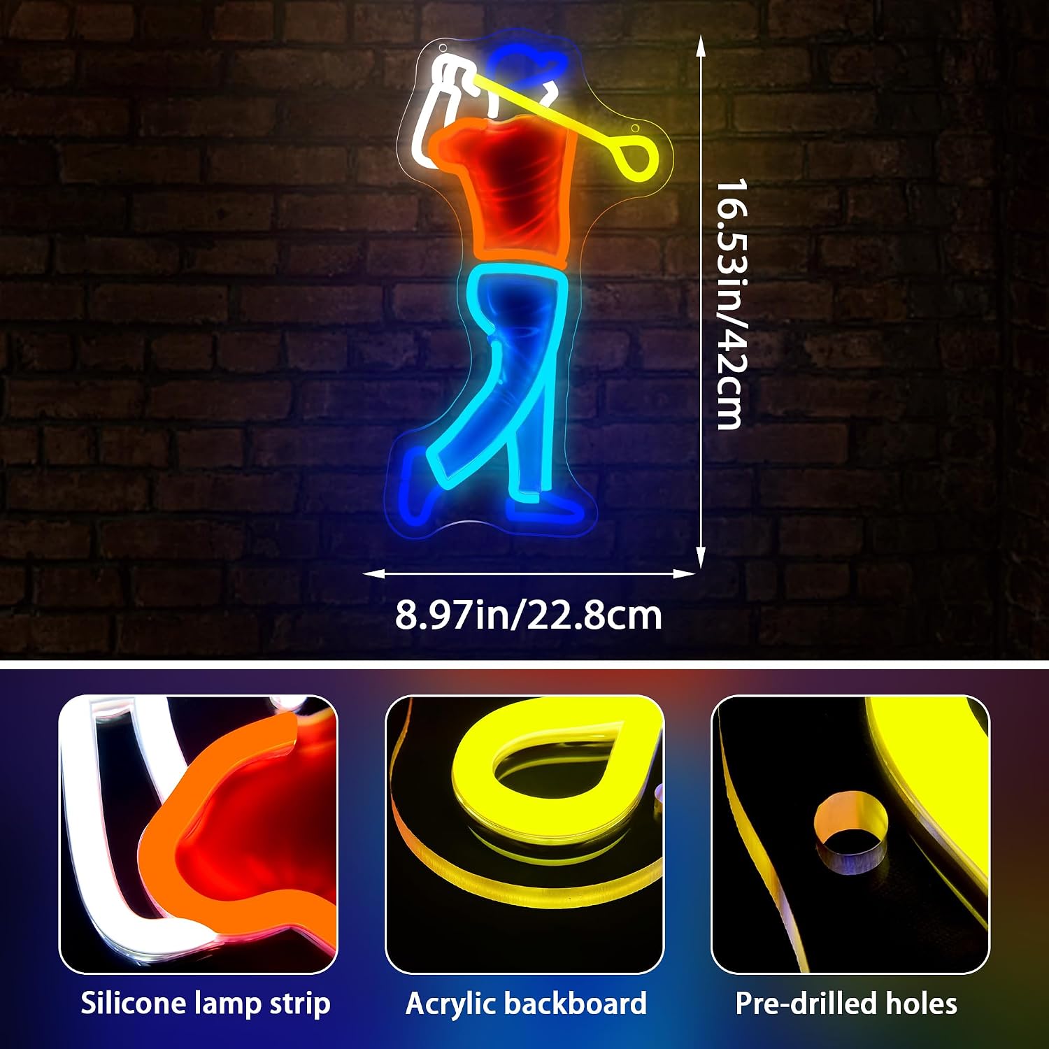 골퍼 스윙 네온사인 USB 전원 LED 네온 조명 아트 - Outdoor Sport Club 리뷰 및 가격